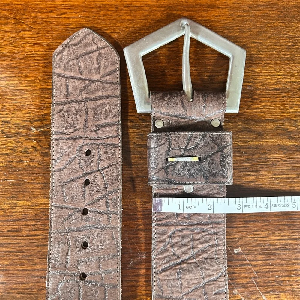 MZ ACCESSORIES OF NEW YORK Gator Print Geometric Buckle Wide Belt